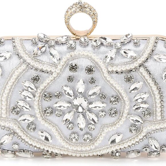 Luxury Rhinestone Clutch with Chain Strap for Weddings and Elegant Occasions - Picture 1 of 7